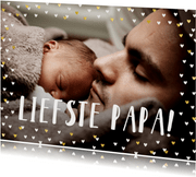 Vaderdagkaart met goudlook hartjeskader en grote foto