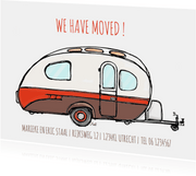 Verhuiskaart caravan Mostard