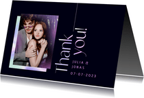 Bedankkaart holografisch trouwen foto thank you modern