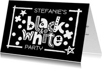 Black and White Party Fun Einladungskarte