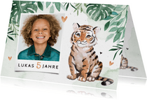 Botanische Einladung Kindergeburtstag mit Foto und Tiger