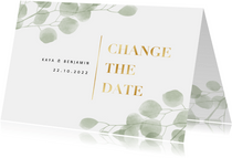 Change the date kaart waterverf eucalyptus en typografie