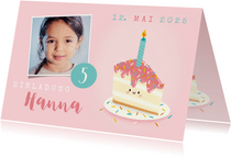 Einladung Kindergeburtstag Foto und Torte mit Kerze