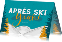 Einladungskarte zur Après-Ski Party mit Tannen