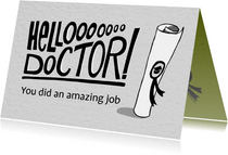 Felicitatie kaart voor een doctoraat met handlettering