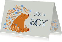 Felicitatiekaart voor jongen met beer