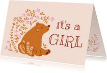 Felicitatiekaart voor meisje met beer