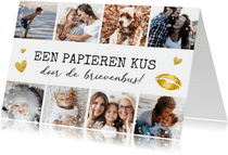 Fotocollage kaart met 8 foto's - kus in brievenbus