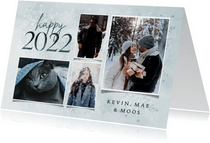 Fotocollage kerstkaart happy 2022 met sneeuwvlokken