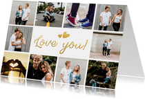 Fotocollagekaart met ruimte voor 10 eigen foto's en love you