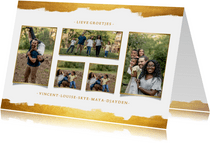 Fotokaart collage van 5 foto's met gouden verf stijlvol