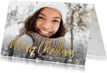Fotokaart kerst liggend - 1 grote foto met sneeuwkader