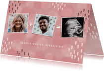 Geburtskarte rosa Fotocollage mit Ultraschallfoto