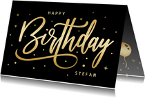Geburtstagskarte schwarz-gold 'Happy Birthday'