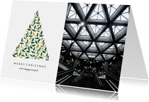 Geschäftliche Weihnachtskarte moderner Baum und Foto