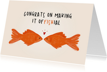 Grappig felicitatiekaartje verloving met illustratie visjes