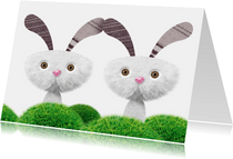 Grappige tweeling kaart met konijntjes