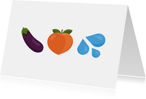 Grappige valentijnskaart aubergine perzik druppels emojis