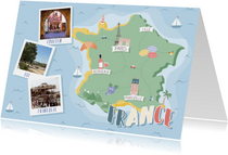 Groeten uit Frankrijk met grappige landkaart en fotocollage