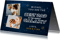 Hippe vaderdagkaart met ruimte thema best dad in the galaxy