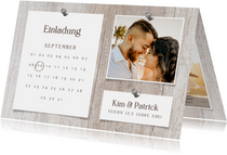 Jubiläumseinladung Hochzeitstag Kalender, Foto, Holzlook