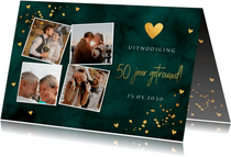 Jubileumkaart fotocollage donkergroen 50 jaar getrouwd