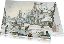 Kerstkaart - Anton Pieck winterlandschap