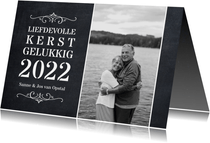 Kerstkaart krijtbord met foto en tekst