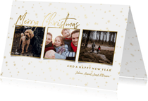 Kerstkaart licht fotocollage goudlook met sterren