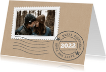 Kerstkaart papier postzegel