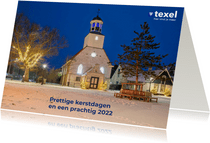 Kerstkaart van Texel met plein in De Koog