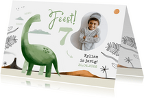 Kinderfeestje uitnodiging dinosaurus groen jungle en foto