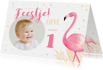 Kinderfeestje uitnodiging flamingo met eigen foto