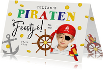 Kinderfeestje uitnodigingskaart piraten schatkist