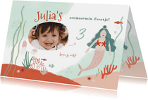 Kinderfeestje zeemeermin onderwater uitnodiging meisje