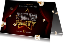 Kindergeburtstag Einladung Filmparty Popcorn