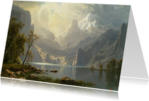 Kunstkaart van Albert Bierstadt. Meer in de bergen