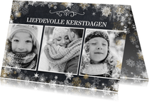Liefdevolle kerstkaart met 3 foto's in zwartwit