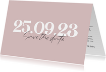 Minimalistische save the date kaart met grote datum 