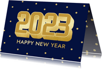Moderne nieuwjaarskaart met groten goudlook 2023
