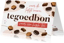 Moederdagkaart tegoedbon met illustraties van chocolade