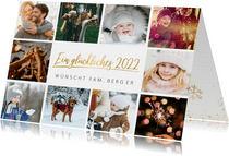 Neujahrskarte mit eigenen Fotos und Schriftzug in Goldlook