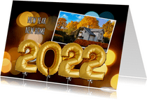Nieuwjaars verhuiskaart ballonnen goud 2022