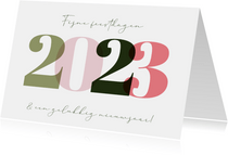 Nieuwjaarskaart 2023 gekleurd minimalistisch