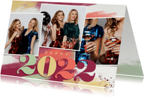 Nieuwjaarskaart kleurrijk 2022 fotocollage