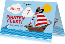 Piratenfeest uitnodiging piratenschip