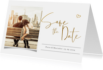 Save the datekaart met eigen foto en gouden tekst en hartje