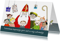 Sinterklaas - Sint en piet met zes kinderen