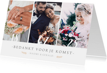 Stijlvol bedankkaartje voor jullie huwelijksdag met 3 foto's