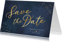 Stijlvolle klassieke Save the Date kaart met gouden letters